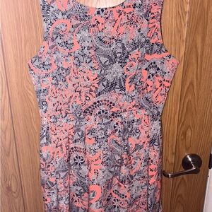 Coral and Black Sleeveless Dress